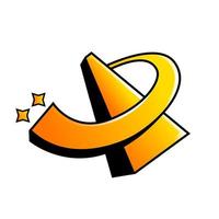 lettera un logo nel concetto moderno. lettera a con linee trasversali e triangolari avvolte in gradazioni di colori giallo e arancio. illustrazione vettoriale