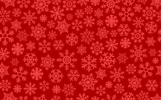 fiocchi di neve rosso chiaro su sfondo rosso. modello vettoriale senza cuciture per la replica continua. fiocco di neve che cade di natale su sfondo rosso. concetto di vacanza invernale.