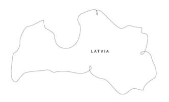 mappa della Lettonia line art. mappa dell'Europa a linea continua. illustrazione vettoriale. contorno unico.
