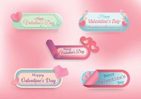 San Valentino banner carta tagliata vettore pastello