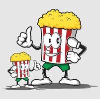 popcorn divertente con illustrazione vettoriale sorridente