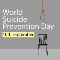 giornata mondiale di prevenzione del suicidio, concetto del 10 settembre con nastro di sensibilizzazione. illustrazione vettoriale colorata.