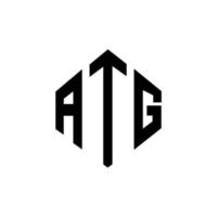 design del logo della lettera atg con forma poligonale. design del logo a forma di poligono e cubo atg. atg esagonale modello logo vettoriale colori bianco e nero. monogramma atg, logo aziendale e immobiliare.