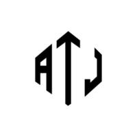 design del logo della lettera atj con forma poligonale. design del logo a forma di poligono e cubo atj. atj esagonale modello logo vettoriale colori bianco e nero. monogramma atj, logo aziendale e immobiliare.