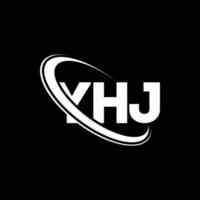 logo yhj. yhj lettera. design del logo della lettera yhj. iniziali yhj logo collegate con cerchio e logo monogramma maiuscolo. tipografia yhj per il marchio tecnologico, commerciale e immobiliare. vettore