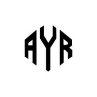 design del logo della lettera ayr con forma poligonale. ayr poligono e design del logo a forma di cubo. modello di logo vettoriale esagonale ayr colori bianco e nero. monogramma ayr, logo aziendale e immobiliare.