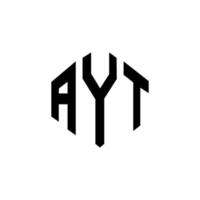 design del logo della lettera ayt con forma poligonale. ayt poligono e design del logo a forma di cubo. ayt modello di logo vettoriale esagonale colori bianco e nero. monogramma ayt, logo aziendale e immobiliare.