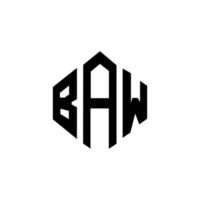 design del logo della lettera baw con forma poligonale. baw poligono e design del logo a forma di cubo. baw esagonale modello logo vettoriale colori bianco e nero. monogramma baw, logo aziendale e immobiliare.