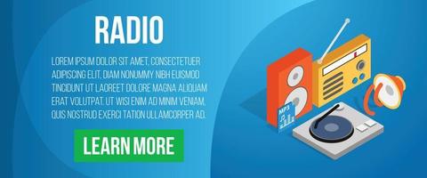 banner di concetto radiofonico, stile isometrico vettore