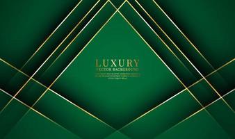 Strato di sovrapposizione di sfondo astratto di lusso verde 3d su spazio scuro con decorazione effetto linee dorate. elemento di design grafico concetto di stile elegante per banner, volantini, biglietti, brochure o landing page vettore