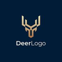 vettore di logo di design creativo testa di cervo. illustrazione del logo color oro dei cervi, design astratto del logo della testa dei cervi.