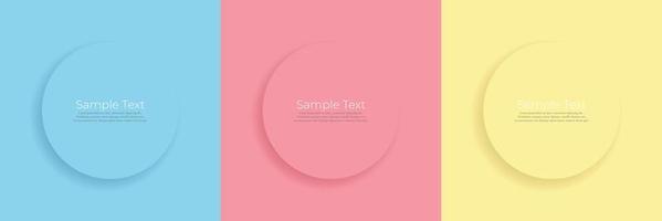 set di cerchi sfondo blu, rosa, giallo con spazio per la copia. design in stile moderno per poster, brochure, banner, sito Web. vettore eps 10