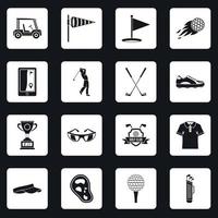 icone degli oggetti da golf impostano il vettore dei quadrati