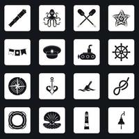 icone nautiche impostano il vettore dei quadrati
