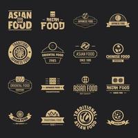 cibo asiatico logo set di icone, stile semplice vettore