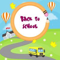 ritorno a scuola, scuolabus per andare a scuola, poster, illustrazione vettoriale