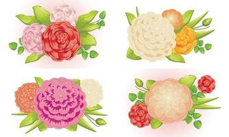 set di banner camelia, stile cartone animato vettore