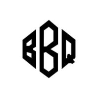 design del logo della lettera barbecue con forma poligonale. poligono barbecue e design del logo a forma di cubo. modello di logo vettoriale esagonale barbecue colori bianco e nero. monogramma barbecue, logo aziendale e immobiliare.