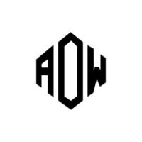 aow lettera logo design con forma poligonale. aow poligono e design del logo a forma di cubo. aow esagono modello logo vettoriale colori bianco e nero. monogramma aow, logo aziendale e immobiliare.