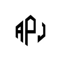 design del logo della lettera apj con forma poligonale. design del logo a forma di poligono e cubo apj. apj esagono logo modello vettoriale colori bianco e nero. monogramma apj, logo aziendale e immobiliare.