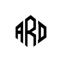 design del logo della lettera ard con forma poligonale. ard poligono e design del logo a forma di cubo. colori bianco e nero del modello di logo di vettore di esagono di ard. monogramma ard, logo aziendale e immobiliare.