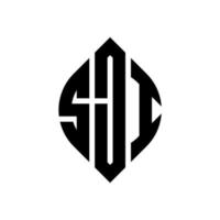 sji circle letter logo design con forma circolare ed ellittica. sji lettere ellittiche con stile tipografico. le tre iniziali formano un logo circolare. sji cerchio emblema astratto monogramma lettera marchio vettore. vettore