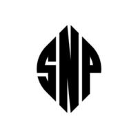 snp circle letter logo design con forma circolare ed ellittica. snp lettere ellittiche con stile tipografico. le tre iniziali formano un logo circolare. vettore del segno della lettera del monogramma astratto dell'emblema del cerchio snp.