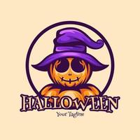 logo del personaggio di halloween della zucca vettore