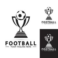 modello di icona vettoriale di design del logo del trofeo del campionato di calcio o di calcio. trofeo di calcio dei campioni per il premio del vincitore
