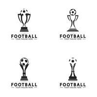 modello di icona vettoriale di design del logo del trofeo del campionato di calcio o di calcio. trofeo di calcio dei campioni per il premio del vincitore