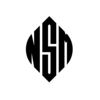 design del logo della lettera del cerchio nsm con forma circolare ed ellittica. nsm lettere ellittiche con stile tipografico. le tre iniziali formano un logo circolare. nsm cerchio emblema astratto monogramma lettera marchio vettore. vettore