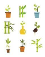 set di icone di piante, stile piatto vettore