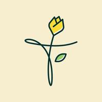 iniziale t fiore di tulipano vettore