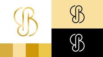 concetto di design del logo monogramma dorato bb vettore