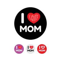 amo il testo della mamma con cuori rossi isolati su sfondo nero, saluti e regali per l'illustrazione vettoriale di felice festa della mamma.