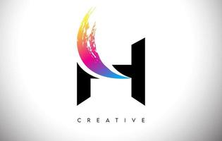 h pennello artistico lettera logo design con look moderno creativo vettore e colori vivaci