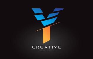 icona del logo lettera y affettata con colori blu e arancioni e fette tagliate vettore