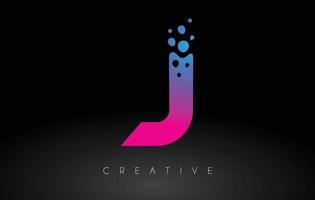 j punti lettera logo design con bolla artistica creativa tagliata nei colori viola blu vettore