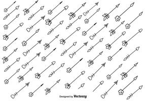 Vettori di freccia schizzo floreale e amore