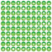 100 icone di illuminazione stradale hanno impostato il cerchio verde vettore
