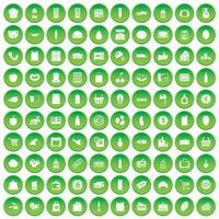 100 icone del supermercato hanno impostato il cerchio verde vettore