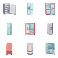 congelatore set di icone, stile cartone animato vettore