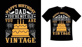 tipografia di compleanno di papà t-shirt nera design vettore