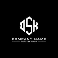 design del logo della lettera dsk con forma poligonale. dsk poligono e design del logo a forma di cubo. dsk esagono vettore logo modello colori bianco e nero. monogramma dsk, logo aziendale e immobiliare.