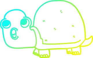 tartaruga scioccata del fumetto del disegno della linea a gradiente freddo vettore