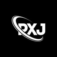 logo pxj. lettera pxj. design del logo della lettera pxj. iniziali pxj logo collegate con cerchio e logo monogramma maiuscolo. tipografia pxj per il marchio tecnologico, commerciale e immobiliare. vettore