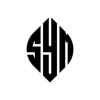 sym circle letter logo design con forma circolare ed ellittica. sym ellisse lettere con stile tipografico. le tre iniziali formano un logo circolare. sym cerchio emblema astratto monogramma lettera marchio vettore. vettore