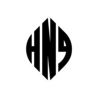 design del logo della lettera del cerchio hnq con forma circolare ed ellittica. hnq lettere ellittiche con stile tipografico. le tre iniziali formano un logo circolare. hnq cerchio emblema astratto monogramma lettera marchio vettore. vettore