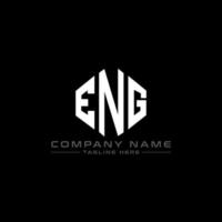 eng lettera logo design con forma poligonale. ita design del logo a forma di poligono e cubo. eng esagono logo modello vettoriale colori bianco e nero. eng monogramma, logo aziendale e immobiliare.