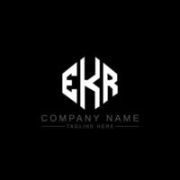 design del logo della lettera ekr con forma poligonale. ekr poligono e design del logo a forma di cubo. ekr modello di logo vettoriale esagonale colori bianco e nero. monogramma ekr, logo aziendale e immobiliare.